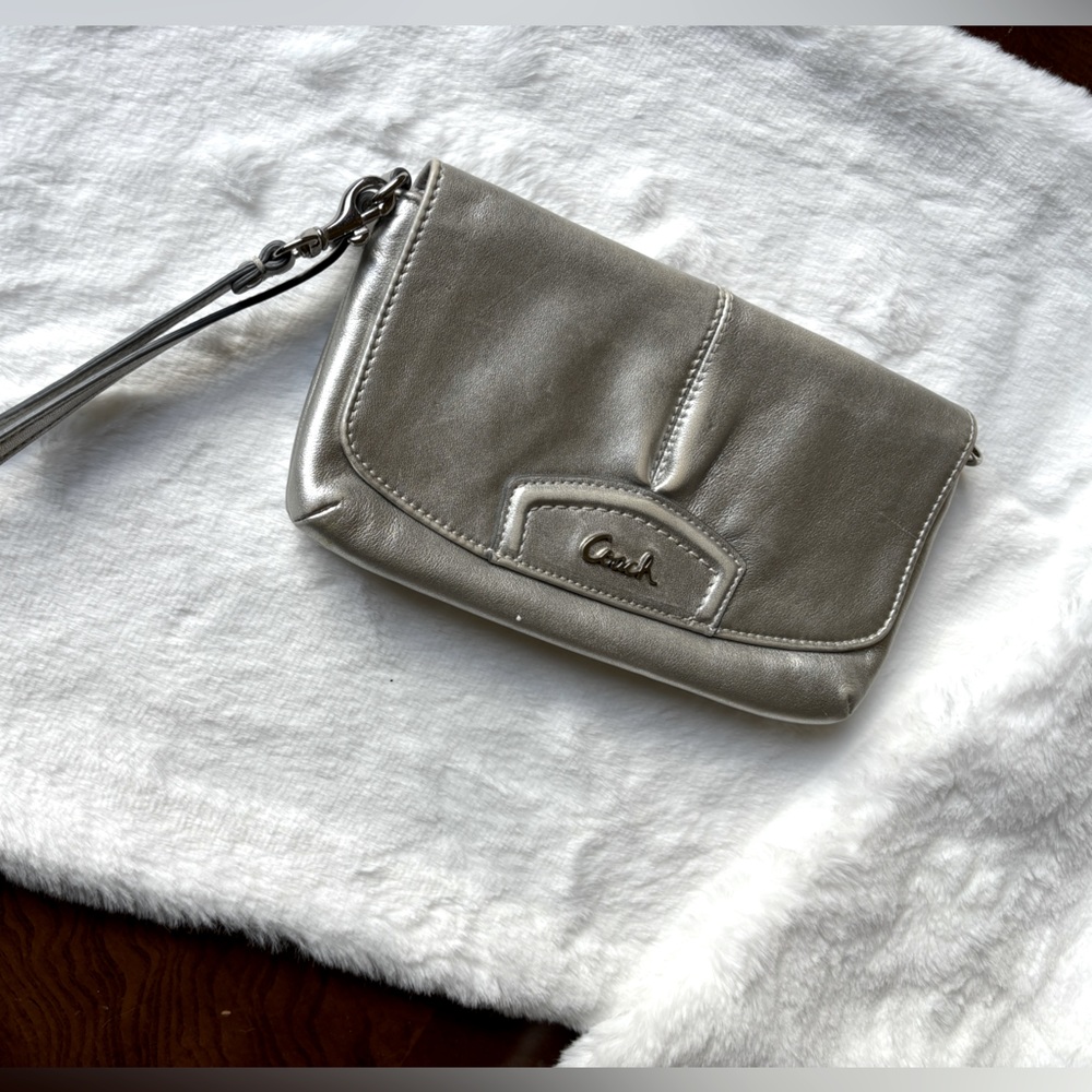Coach silver wristlet